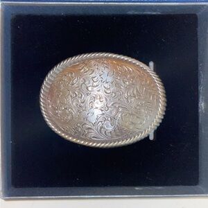 Unisex Engraved Silver Belt Buckle